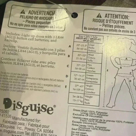 NWT Disney Princess Tiana light up dress costume 3T-4T - Picture 6 of 6